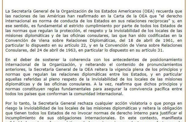 Líderes y organismos extranjeros rechazan la invasión de policías de Ecuador en la embajada de México