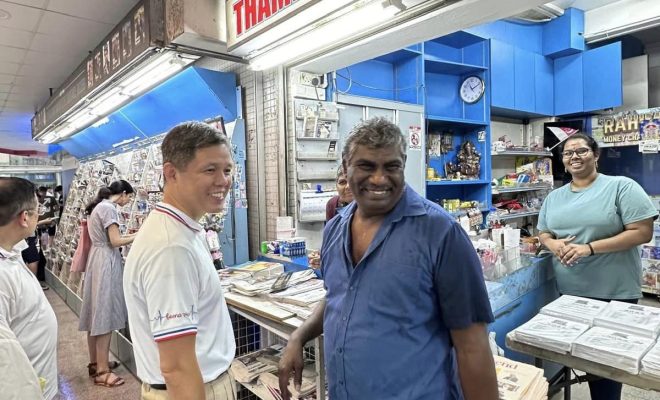 Chan Chun Sing helping Thambi Magazine Store owner find new location at Holland Village