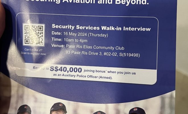 SATS hiring Auxiliary Police Officers for airport security with up to S$40K joining bonus