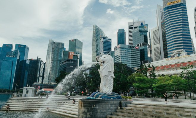 Merlion statue unavailable for photo-taking while it undergoes maintenance works